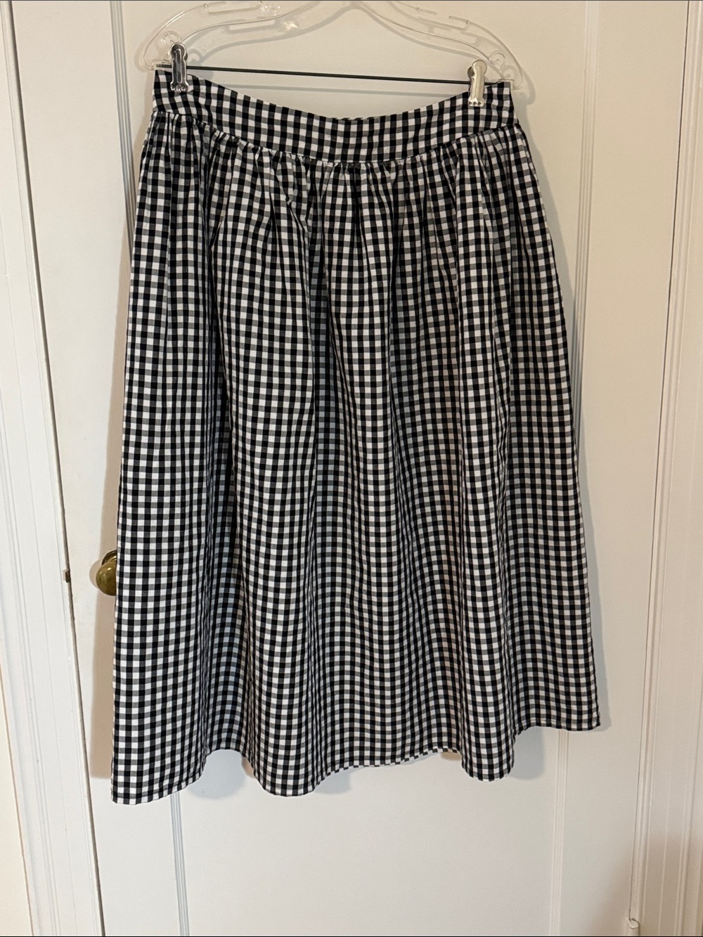 United Colors Of Benetton Black and White Gingham Cotton-Linen Skirt, LIKE NEW!